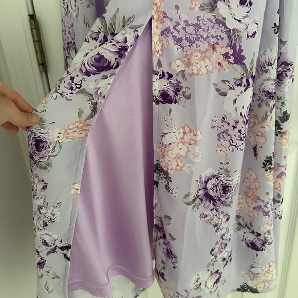 Grace Karin Floral Lavender A Line Maxi Dress Off or On the shoulder - Picture 5 of 13
